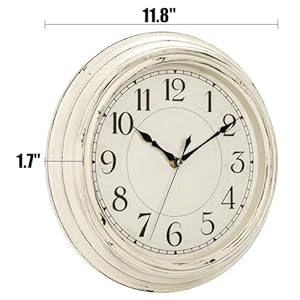 Peohud Silent Wall Clock, 12 Inch Vintage Non Ticking Quartz Battery Operated Round Clock, Rustic Wall Clock for Living Room Kitchen Home Office Classroom School Peohud Silent Wall Clock 12 Inch Vintage Non Ticking Quartz Battery Operated Round Clock Rustic Wall Clock for Living Room Kitchen Home Office Classroom School
