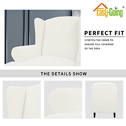 Image of Easy-Going Stretch Large Wingback Chair Sofa Slipcover Cream