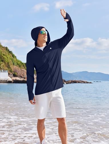 PINSPARK Men's UPF50+ Full Zip Outdoor Hoodies Lightweight Sun Protection Long Sleeve Jacket for Fishing Hiking with Pockets Blue Violet — view 2
