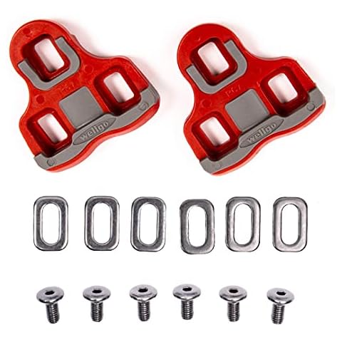 VeloChampion 6 Degree Float Look Keo Compatible Bike Cleats – (Pair) Replacement 3Cleat Set for 3 Bolt Bicycle Pedals Cover