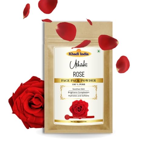 Image of Khadi Rose Face Pack Powder 100g | For Dullness, Fine lines & Wrinkles | Smooth, Glowing & Brightening | Pure, Natural & Ayurvedic | Removes Durt & Impurities | Face Pack for Men & Women