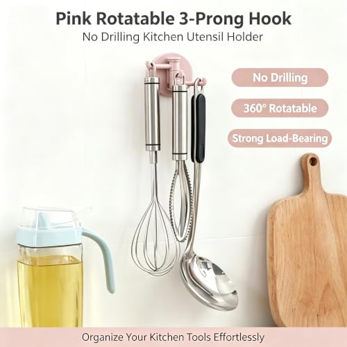 No-Drill Rotatable 3-Prong Wall Hook for Home - image 4