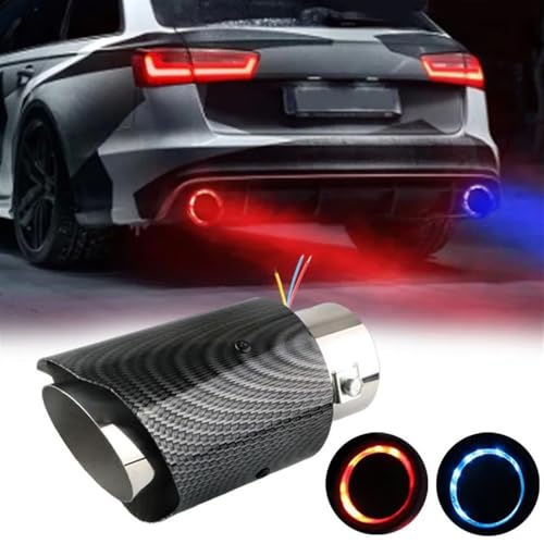 Tubo de escape universal para coche con silenciador de salida única y efecto de luz LED 3