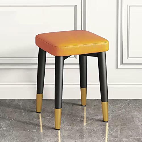 Taburete cuadrado para tocador, juego de 2 taburetes de bar tapizados para cocina, aula y sala de estar, moderno, de cuero PU, apilable y multifuncional