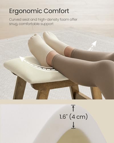 Image of SONGMICS Foot Stool Ottoman, Padded Foot Rest Under Desk with Solid Wood Frame, Removable Cover, for Living Room, 9.8 x 15.4 x 11.8 Inches, Summer Sand and Brown ULSF052LF01