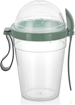 600 ml Grano M sli Kab  Ka kl  Hazneli Meyveli Yo urt Kab  Piknik   At t rmal k Gevrek Diyet Tutama l  M sli Granola S t Barda  G da Saklama Kab  1, Ye il