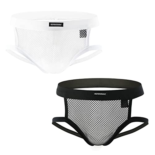 YUFEIDA Sexy Men's G-Strings Thongs Underwear Mesh Fishnet Jockstrap Panties Pack of 2 …3