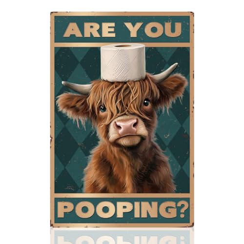 DOODLREAM Panneau de décoration murale humoristique en métal pour salle de bain avec inscription « Are You Pooping » - 20,3 x 30,5 cm