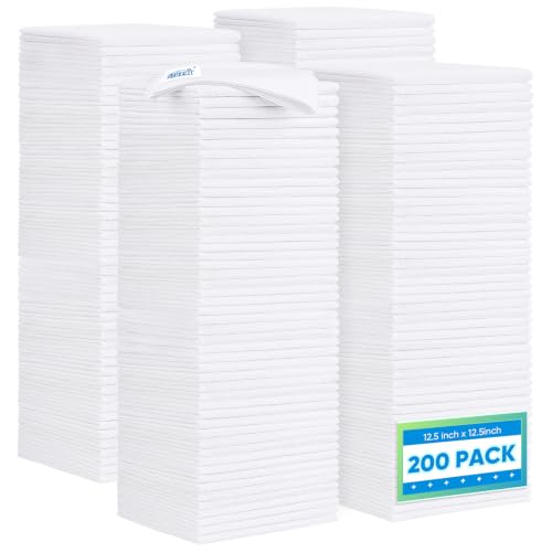 Image of HOMEXCEL White Microfiber Cleaning Cloth 200PK, Towels for Cars, 12.5x12.5 inch
