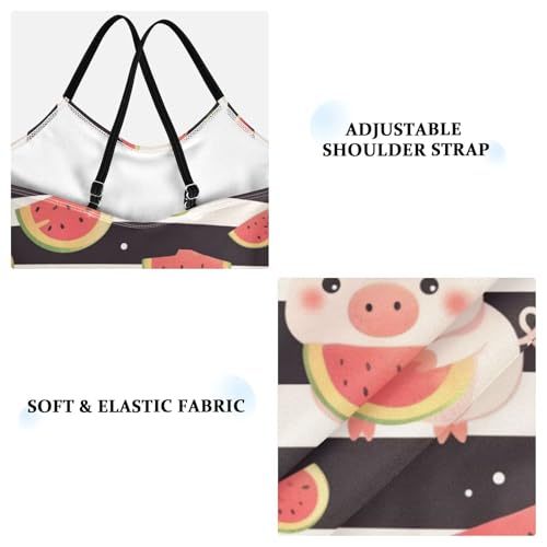 Cute Cartoon Piggy Girls One Piece Swimsuits Watermelon Sport Halter Swimwear Beach Bathing Suit 3T3