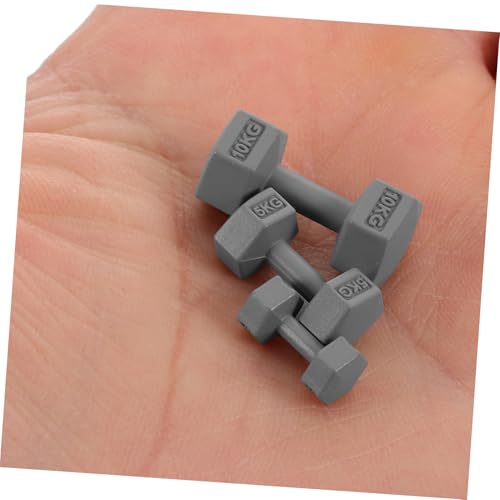 Gogogmee 3pcs Miniature Dollhouse Dumbbells Set Tiny Sports Accessories Lightweight Fitness Props for Dollhouse Decoration and Role-Playing for Creative Play