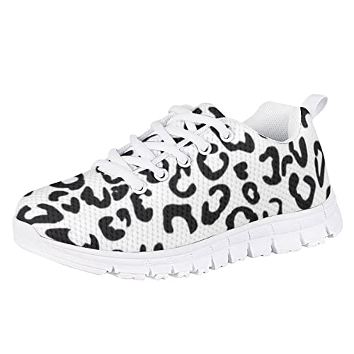 Girls Cute Tennis Shoes Cow Sunflower Leopard Print Casual Kids Sneakrs Lightweight Lace Up Soft School Athletic Running Shoes2