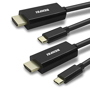 USB Type C (Thunderbolt 3) naar HDMI 4K UHD-kabel, BENFEI 2-pack adapter 1.8M USB-C naar HDMI mannelijk naar mannelijk…