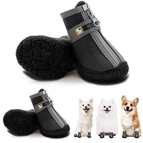 Hcpet Dog Shoes For Small Dogs Boots, Waterproof Dog Booties Paw Protector For Hot Pavement Winter Snow Hiking Booties 4Pcs #TOP6