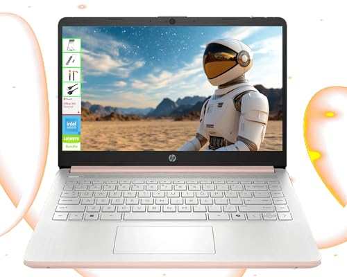 HP Laptop with Microsoft Office and 1TB Cloud Storage (1-Year) | 14 inch HD Computer | 8GB RAM | 128GB UFS | Intel 4-Core CPU(Beat i3-10110U)| Windows 11 Home in S Mode| LE Bundle