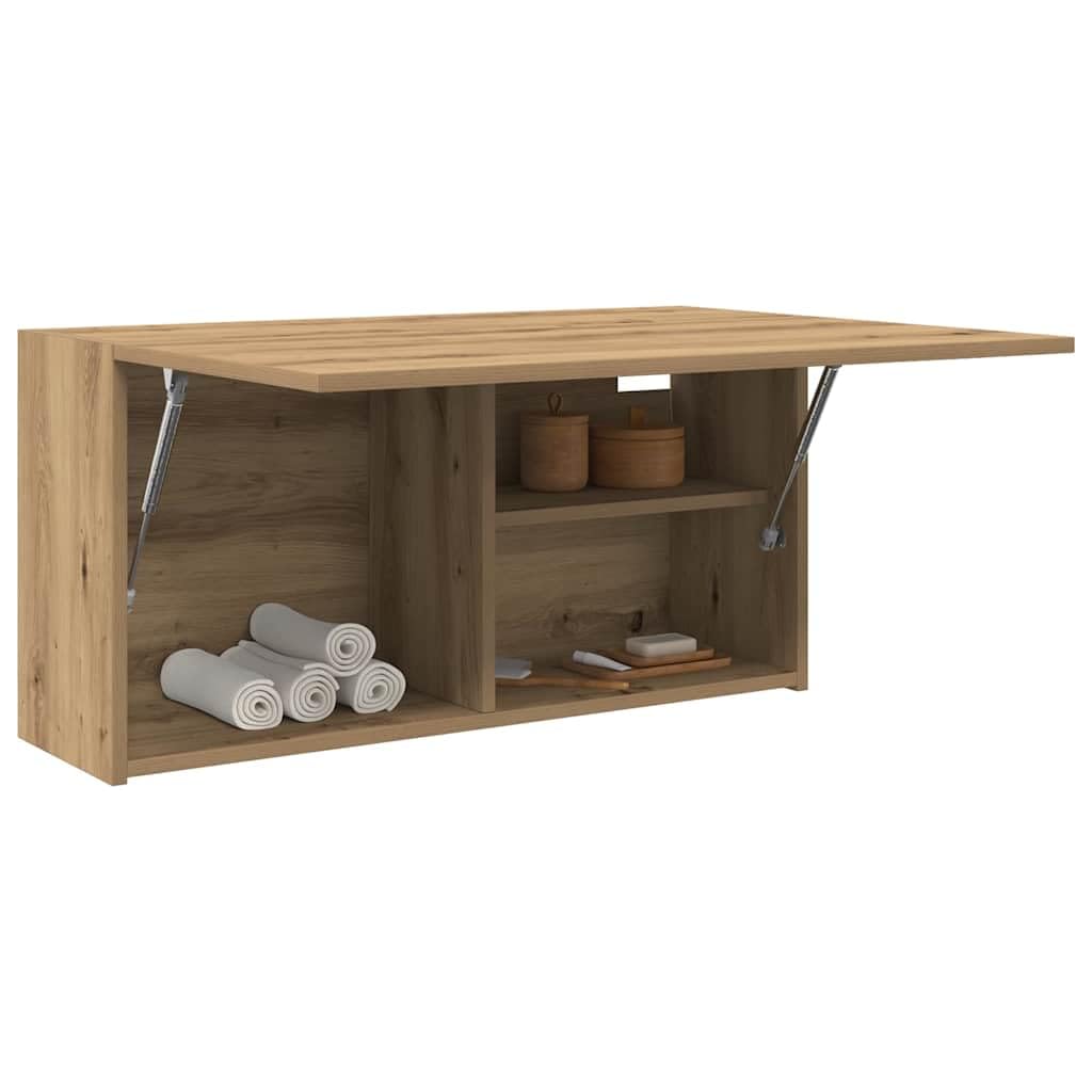 Armoire murale de bain chêne artisanal bois d ingénierie