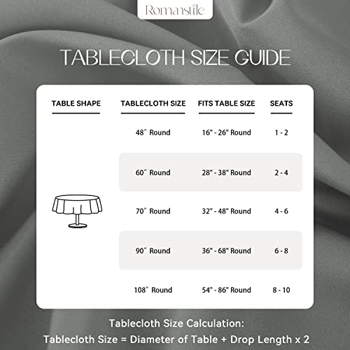 Romanstile Round Waterproof Tablecloth, Stain Resistant Washable Table Cloths Wrinkle Free Polyester Table Covers for Kitchen Dining Party Wedding Indoor and Outdoor - Light Grey, 48 Inch by Romanstile - Image 5