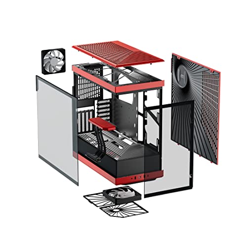 Image of Hyte Y40 Modern Aesthetic Panoramic Tempered Glass Mid-Tower ATX Computer Gaming Case with PCIE 4.0 Riser Cable Included, Red (CS-HYTE-Y40-BR)