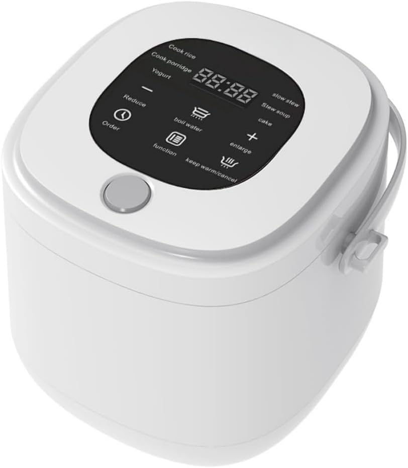 Deerou車用炊飯器12V/24V兼用 トラック用 多機能炊飯器 電気ポット 蒸し器 鍋 シチュー 大容量2.0L 予約機能 シガーソケット コンパクト 車内 自動車 キャンプ 車中泊 アウトドア レジャー 防災 長距離運転 操作簡単 (ホワイト,12V/24V兼用)