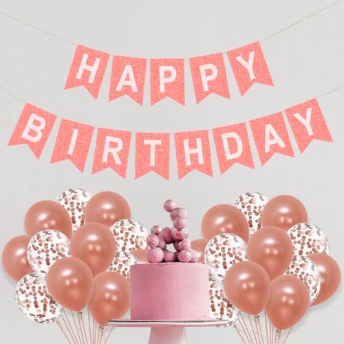Image of Rozi Decoration Rose Gold Balloons Combo Pack - Metallic & Confetti Balloons for Birthday, Baby Shower, Wedding, Welcome Prince and Princess, Engagement & Event Decorations Pack of 10 Pcs