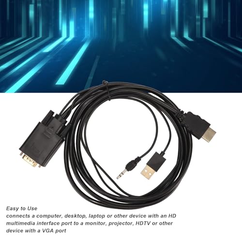 Image of SANCY VGA to HDMI Adapter Cable, 6 Feet VGA to HDMI Cable 1080P Video Converter with Sound and Power Supply for Laptop PC