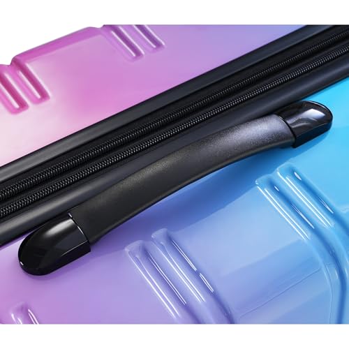 Travel Smart with Expandable Hardshell Luggage Set, 3 Pieces with Spinner Wheels, Blue and Red3