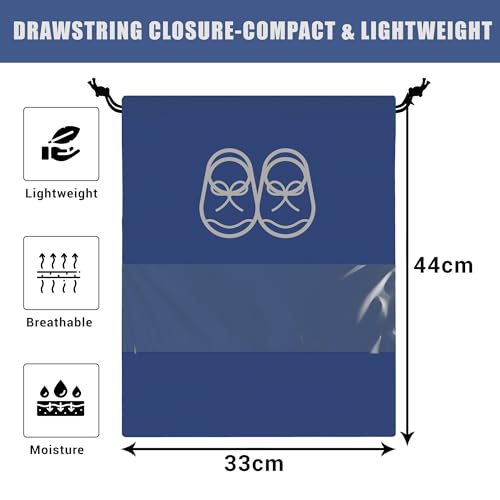 Image of Heart Home Pack of 24 Travel Shoe Organizer | Storage Bags | Travel Carrying Bag | Storage Organizers Set | Shoe Cover with Transparent Window | Shoe Dori Cover | Sky & Royal Blue