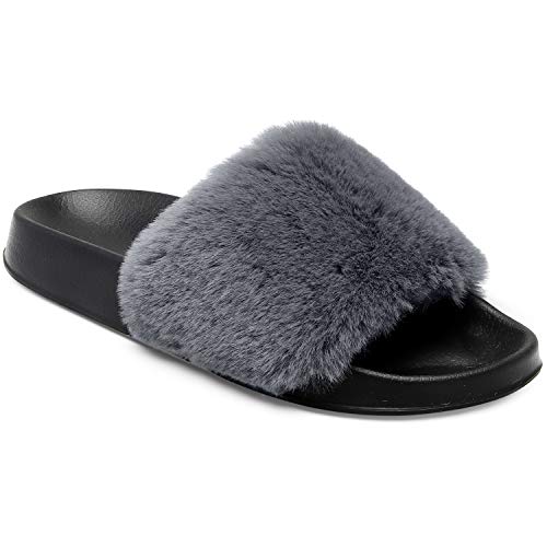 Image of Spesoul Slides for Women Womens Slippers Fur Fuzzy Fluffy for House Bedroom