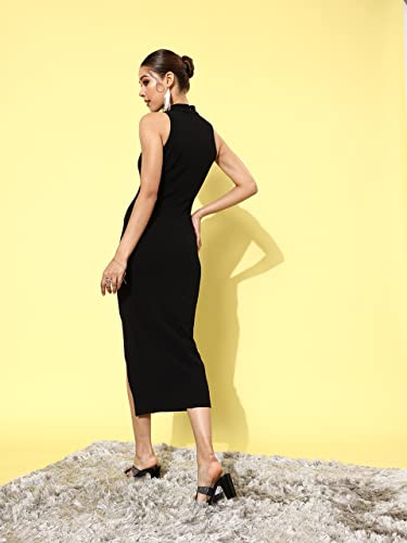 Image of Miss Chase Women's Sleeveless Collared Bodycon Above-Knee Polyester Dress