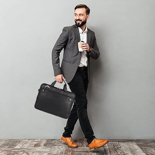 Image of EXIM Office Bag for Man 15.6 inch Vegan Leather Laptop bags Men Use Briefcase Messenger Premium Side Bags -Black