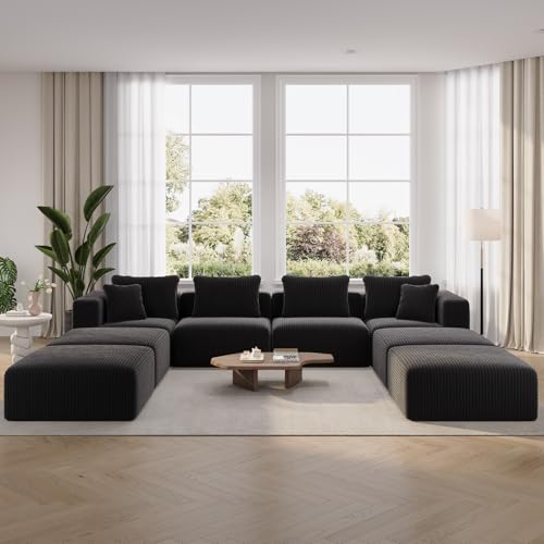 Novilla 141" Modular Sectional Sofa, Modern Cloud Sectional Couch...