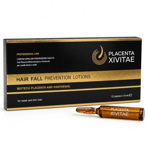 XIVITAE Placenta Hair Growth Treatment 12 x 10 ml - Nettle Ampoules for Hair Loss and Follicles Regrowth - Placenta Serum Enriched with Panthenol and Eucalyptus - Soothing Scalp Treatment