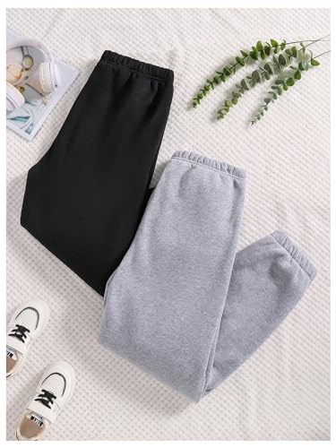 SHENHE Calça de moletom feminina com 2 peças de cintura elástica para corrida com letra gráfica, Pre