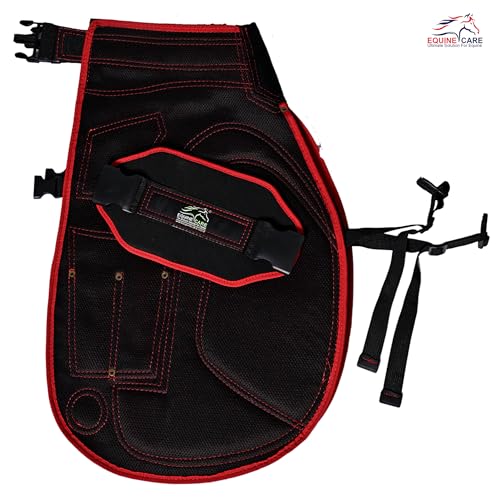 Image of Equine Care Farrier Apron Chaps 2mm Cowhide Leather, 500 GSM Canvas, Air-Mesh, 25 inch Length, Adjustable Waist (28 inch-52 inch), Ergonomic Foam-Padded Thigh & Back Support, 4 Knife Pockets, 2 Nail Magnets.