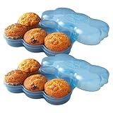 Touch Up Cup Muffin Fresh Storage Container Holder with Lid, Airtight and Reusable, BPA-Free, As Seen On Shark Tank Products, Pack of 2, Holds 12 Fresh Muffins