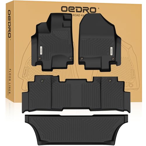 OEDRO Floor Mats Fit for 2018-2023 2024 Honda Odyssey, All Weather Protection Car Mats TPE Accessories Custom Fit Floor Liner for Odyssey,1st 2nd & 3rd Rows, Black