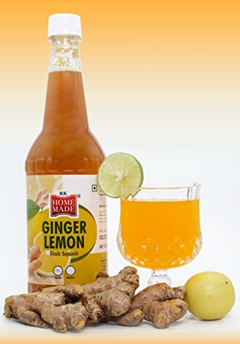 Image of RK HOME MADE NATURAL SYRUP | Ginger lemon Syrup | Gluten free | 100% Vegan & Low fat | A perfect drink for house parties, picnics, & road trips to everyone's delight 750 - ML