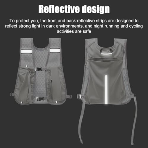 Chaleco de hidratación con bolsa reflectante para ciclismo y riñonera ligera de correr unisex 4
