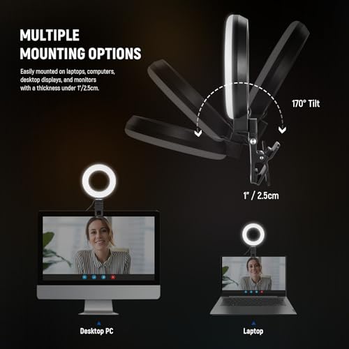 Image of NEEWER BASICS 5 inch Ring Light for Video Conference Lighting, 2 Pack Clip on Light Kit with Desk Tripod Stands for Monitor Laptop Computer Zoom Call Live Streaming Recording Remote Working Learning, BR60