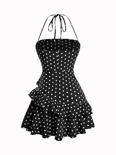 Image of Floerns Women's Floral Halter Ruffle Tiered Cute Summer Mini Dress Milkmaid Vacation Sundress