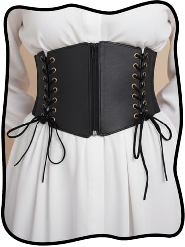 Urieo Zipper Leather Corset Belt for Women