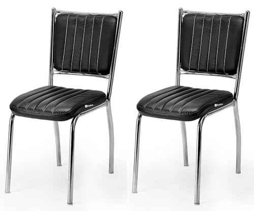 Image of Office Chair Reception Waiting Area Home Study Visitor Chair Without Arm Heavy Duty with Steel Frame and Cushion seat Back, Without Wheels Hold up to 140 kg (2, Black, Heavy 1)