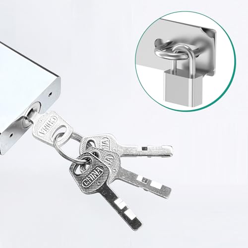 Image of 2 Sets Door Hasp Latch Locks with Padllock and Screws, Extra Thick Stainless Steel Door Latch Lock Padlock with Key for Furniture, Cabinet, Drawer, Cupboard and Closet, 5 Inch