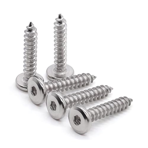 Image of Rely⇒VP INDUSTRIES (Pcs-25) M6.3x70 mm Allen JCB Head Self-Tapping Screw - Nickel Flat Head Furniture Bolt for Wood Boards, Cabinets, Cupboards & Chairs