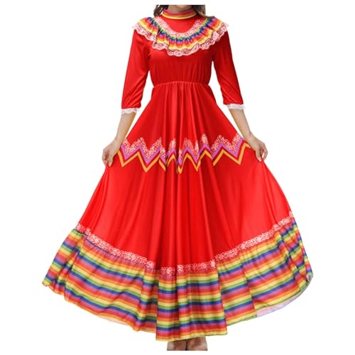 Robe de spectacle grande taille bohème pour danse de festival mexicain du 5 mai