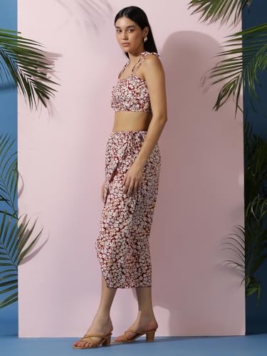 Image of KOTTY Women Cotton Blend Solid Co-Ord And Dress Set