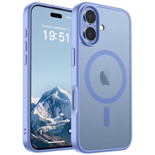 Image of SUPFINE Magnetic for iPhone 17 Case (Compatible with MagSafe)(Military Grade Drop Protection) Translucent Matte Shockproof with Anti-Fingerprint Phone Cover 2025,Blue Purple