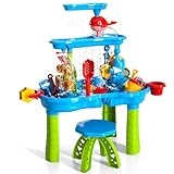 Bennol Sand Water Table Toys for Toddlers Kids, 3-Tier Outdoor Sand and Water Play Table for Toddlers Kids, Water Activity Tables Beach Toys for Outside Backyard for Toddlers Age 3-5