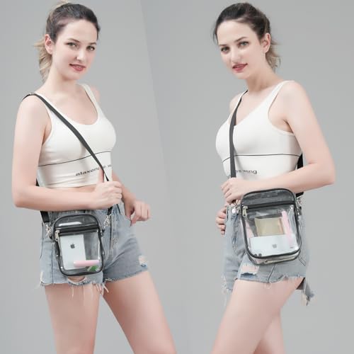 COVAX Clear Crossbody Purse Bag, Stadium Approved for Concerts, Festivals (Black-S)