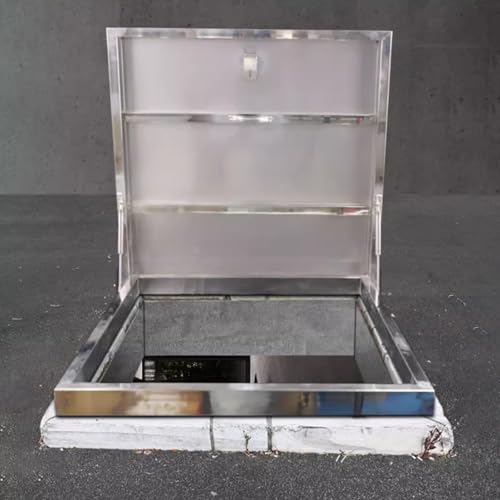 Commercial Galvanized Steel Roof Hatch - Powder Coated Metal Access Hatch with Gas Springs & Latch Aluminum Manhole Cover for Roofs 60x60cm/23.6x23.6in